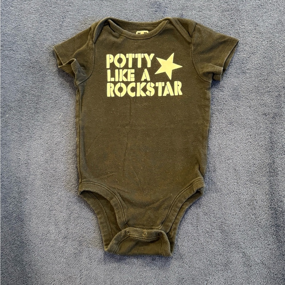 Old Navy Olive 'Potty Like a Rockstar' Bodysuit